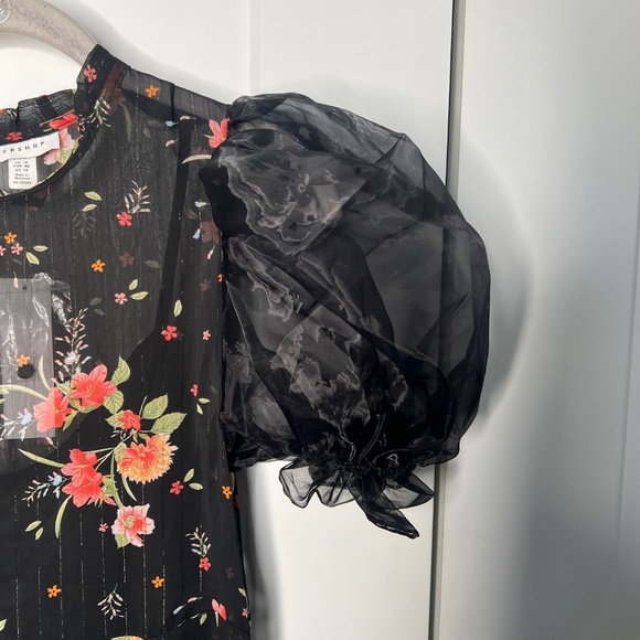 Topshop NWT Floral Printed Organza Sheer Midi Dress Women's Size 14 US - Picture 3 of 8